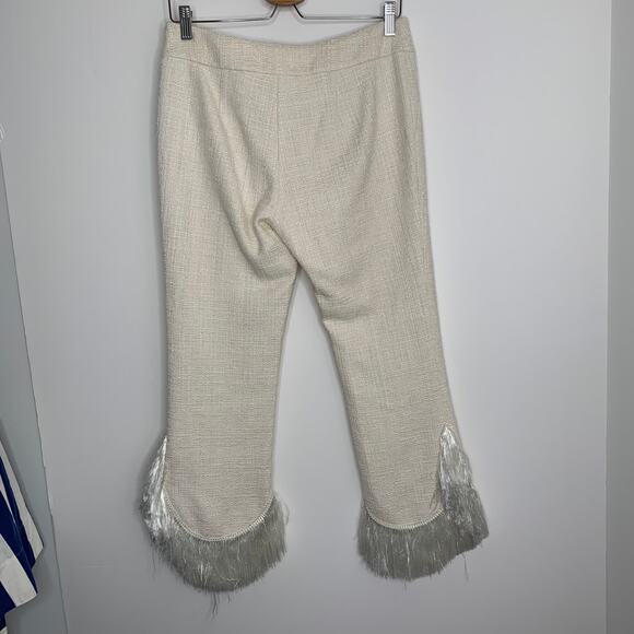 Alexis Ivory Fringed Tatum Tweed Wide Leg Pants Womens Small - Picture 12 of 16